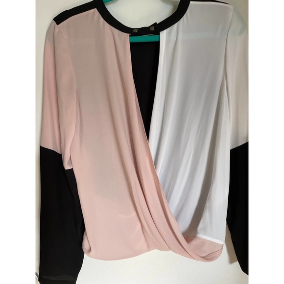 NWT BCBG Maxazria Womens Donella Wrap-Back Color-Block Top Size S - Picture 9 of 12
